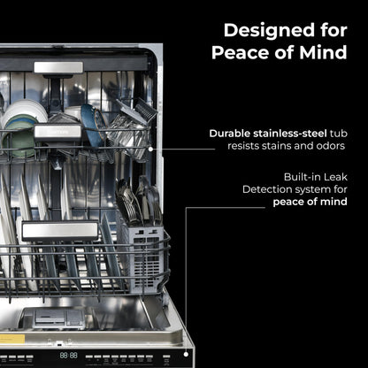 Kenmore 24" Built-In Dishwasher - Quiet Tub with TurboDry, Leak, & SmartWash Soil Detection - 15 Place Settings - 49 DBA - ENERGY STAR Certified - Fingerprint Resistant Stainless Steel