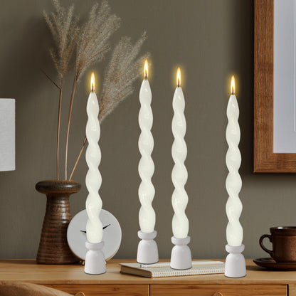 Spiral Taper Candle Long Candlesticks 10 INCH White Tapered Candles Unscented Twisted Candlestick Smokeless Candle Stick for Home Décor Weddings Festive Holiday