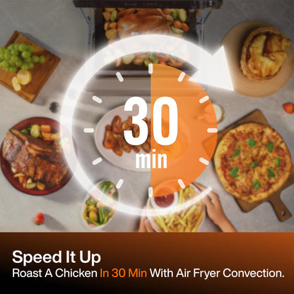 Typhur Sync Oven with Smart Wireless Meat Thermometer Probe, 12‑in‑1 Countertop Airfryer Toaster Oven Combo, 360° Turbo Convection, Dehydrator, Recipes & 5 Accessories, Large 27QT with Extra Wire Rack