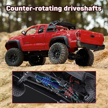 BEEZRC FMS 1/24 RC Crawler FCX24M Tacoma Toyota Official Licensed ABS Hard Body 4WD Off-Road RC Rock Truck2-Speed Transmission Hobby Grade Remote Control Car for Adults RTR Grey