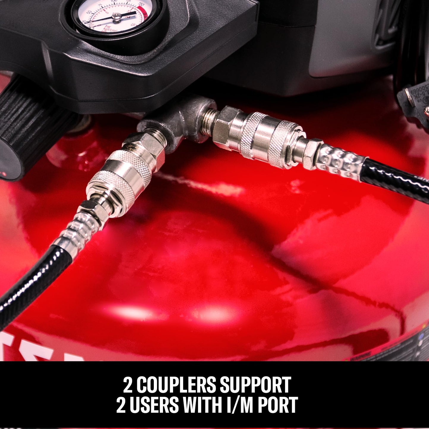 CRAFTSMAN 6 Gallon Portable Pancake Air Compressor, Oil-Free, Max 150 PSI, 1 HP, 2.6 SCFM @ 90 PSI, with 25 ft Air Hose and 2 Quick Couplers, Model CMXECXA0210641C