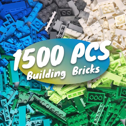1500 Pieces Building Bricks Classic Bulk Small Blocks Classic Bricks Set Basic Building Blocks Compatible with All Major Brands(Natural Colors)