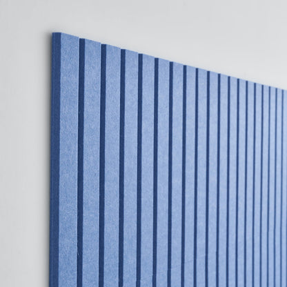 VIVELDA Felt Bulletin Board Tiles 48"x36" -12-Pack Cork Board Alternative, OEKO-TEX Certified, NRC 0.95 Acoustic Wall Panels, Damage-Free Adhesive, Slatted Design, Home Office, Classroom (Pastel Blue)