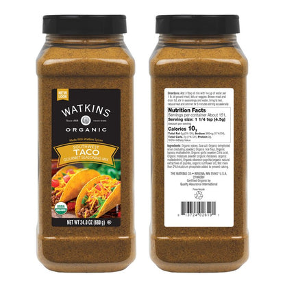Watkins Organic Gourmet Dry Seasoning Mix, Taco, 24.0 Ounce (Pack of 1)