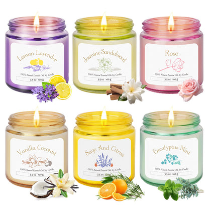 6 Pack Candles for Home Scented | Aromatherapy Candles Gift for Women,Soy Wax Long Lasting Jar Candles Gift Set for Women Christmas,Birthday,Mother's Day,Anniversary Present