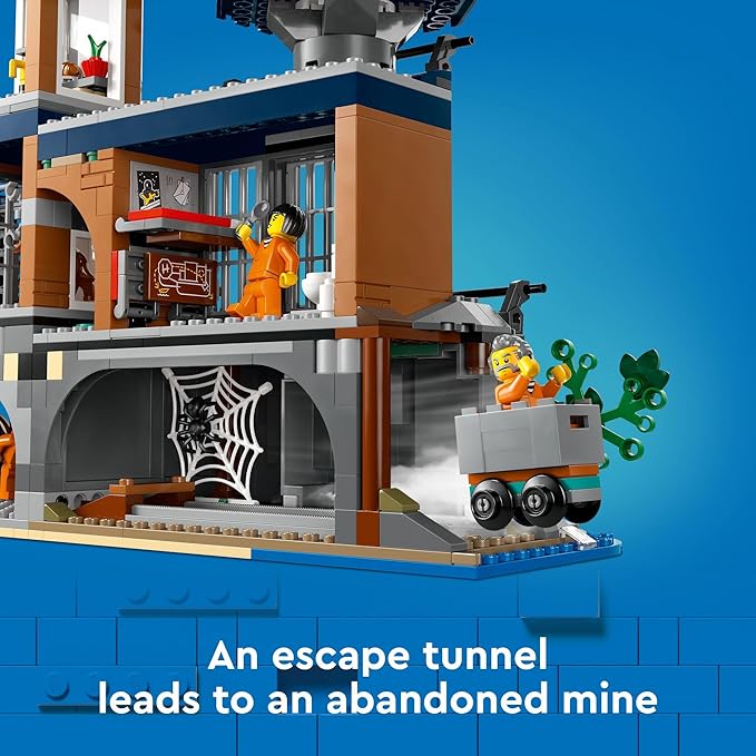LEGO City Police Prison Island Building Set Birthday Gift for Boys and Girls Ages 7 Plus Imaginative Play Helicopter Toy Boat Toy and Dinghy 7 Minifigures with Dog and Shark 60419