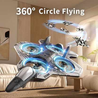 XOS Remote Control Foam Airplane Drone RC Stunt Plane RC Fighter Jet with LED Light 360° Flip 9 Functions for Kids Adults Boys Gifts
