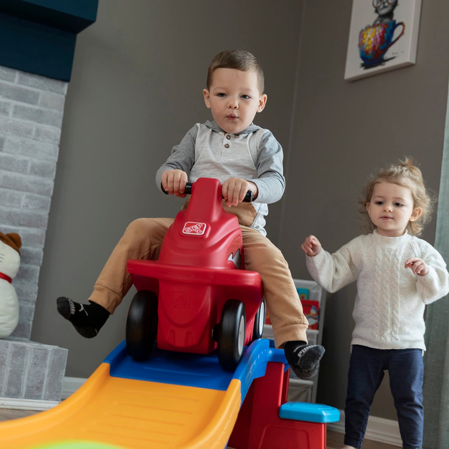 Step2 Up & Down Roller Coaster Kids Ride On Toy, Push Car, Indoor/Outdoor Playset, Made of Durable Plastic, Max Weight 50 lbs., For Toddlers 2-5 Years Old, Multicolor