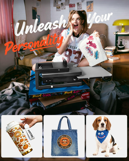 VEVOR Hybrid Heat Press, 15 x 15 inch, 8-in-1 Multifunction, Heat Up Fast and Even, All-New Patented Design, Easy to Control, Sublimation Press Machine for T-Shirts/Mugs/Tumblers/Caps/Plates, Black