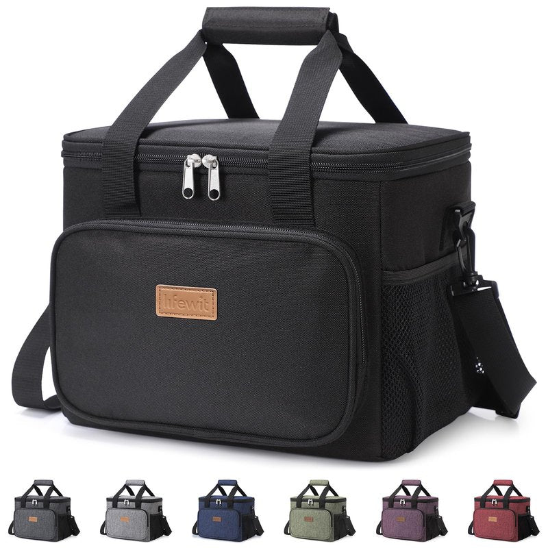 Lifewit Large Lunch Bag, Insulated Lunch Box, Soft Cooler Cooling Tote for Adult Men Women, Black 24-Can (15L)
