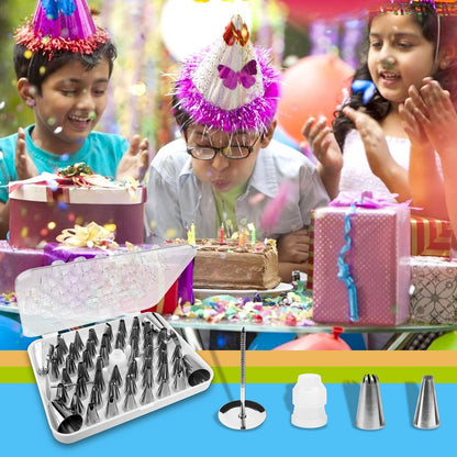 FIVETASCake Decorating kit for Beginners-52 Numbered Icing Tips with Pattern Chart,2 Flower Nails and 1 Coupler.Piping Tips Set with storage box.