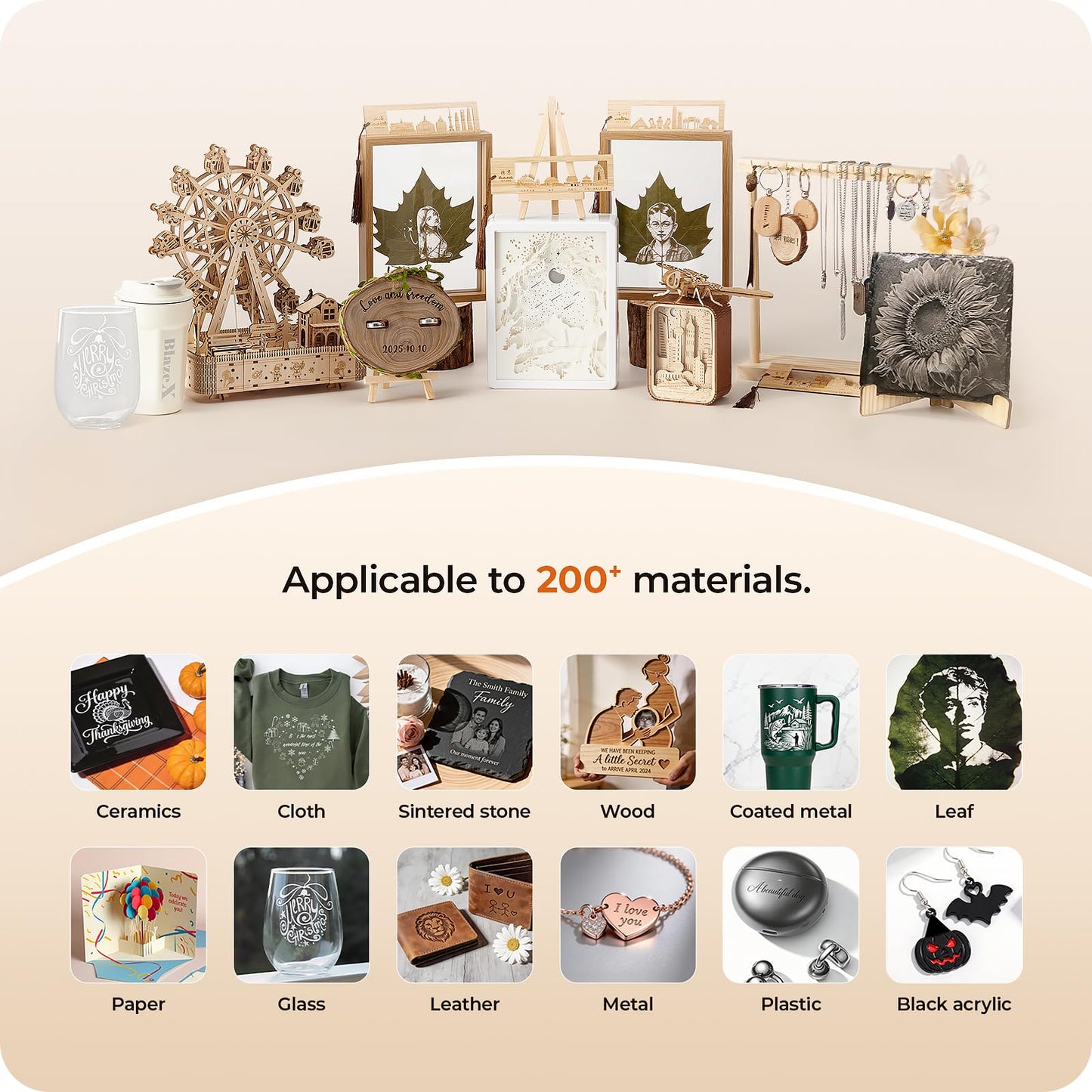 BlazeX M3 10W Laser Engraver Machine with Rotary Roller and Risers Kit, Honeycomb, Enclosure, Engraving Materials, Class 1