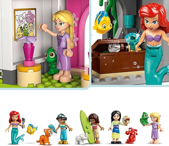 LEGO Disney Princess Castle &amp Royal Pets Kids Toy - Pretend Play Building Set for Girls and Boys Ages 6+ - Includes Ariel Rapunzel Jasmine Moana and Mulan - Gift Idea for Birthdays - 43267