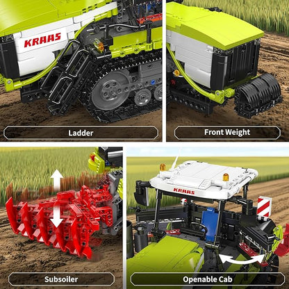 Mould King 17093 Crawler Tractor Technique Building Set App-Controlled/RC Farm Truck Construction Vehicle Toys DIY Engineering STEM Model Kit Gifts Idea for Age 14+/Adult-1357 Piece