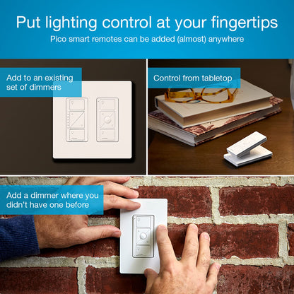 Lutron Caseta Original Smart Dimmer Switch Kit w/ Hub, with Pico Remote, Wallmount Bracket, & Smart Hub, Works with Alexa, Apple Home, Google Home, 3 Way, 150W, No Neutral Req, P-BDG-PKG1W-A