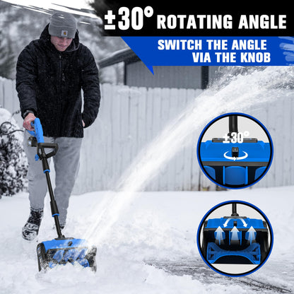 VOTLEMI Cordless Snow Shovel, 13 Inch Electric Snow Shovel with Directional Plate, Brushless Cordless Snow Blower for Pathway, Patio, Deck, Driveway, Blue
