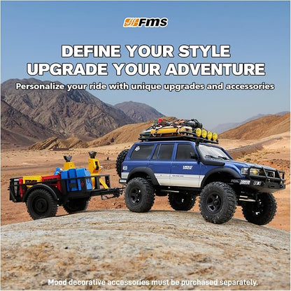 BEEZRC FMS RC Crawler 1/18 FCX18 Land Cruiser LC80 RTR Toyota Licensed 4WD RC Rock Truck 2.4Ghz 900mAh Hobby Grade RC Car Model Mini Remote Control Car Off Road Vehicle FMS11831RTRYL (Yellow)