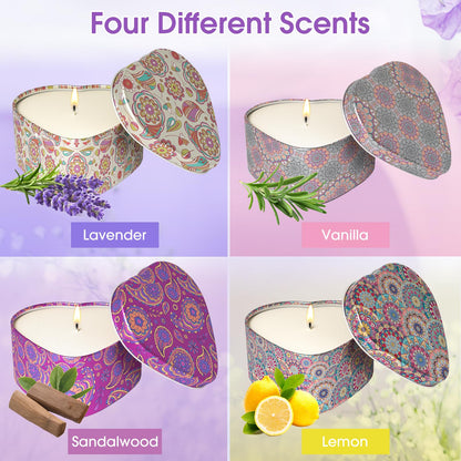 WarmEmbrace Scented Candles, 4 Pack Candles for Women, Candle Set 4 Different Scents, Natural Ingredients Soy Candle for Home, Present for Women