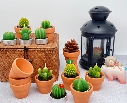18pcs Cactus Tealight Candles Tea Party Decorations Succulent Baby Shower Fiesta Party Favors Home Decor Plant Gifts T Light Candles in Bulk