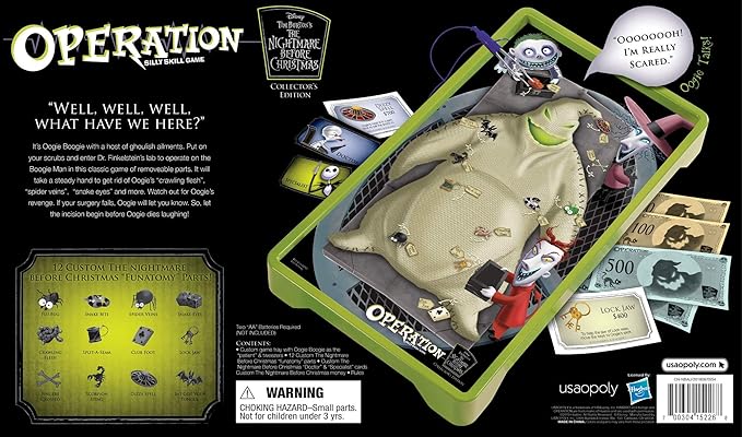 Operation: Disney The Nightmare Before Christmas Board Game | Collectible Operation Game | Featuring Oogie Boogie &amp Nightmare Before Christmas Artwork 1+ Players