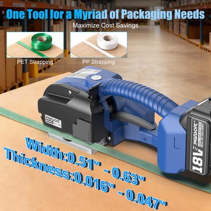 SWANSOFT Electric Strapping Machine,2500N Adjustable Tension,1/2-5/8 inch PP PET Strapping Tool,Semi Automatic Banding Tool with 2 x 5000mAh Batteries for Warehouse & Logistics Packaging Pallet Carton
