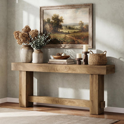 Tribesigns 70.9" Entryway Console Table, Extra Long Wooden Farmhouse Sofa Table Behind Couch, Modern Rustic Foyer Stand with Thick Legs for Hallway, Living Room, Wood Grain Finish
