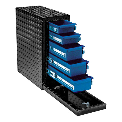 UWS EC20032 18-Inch Gloss Black Heavy-Wall Aluminum Truck Bed Tool Box with 5 Drawers