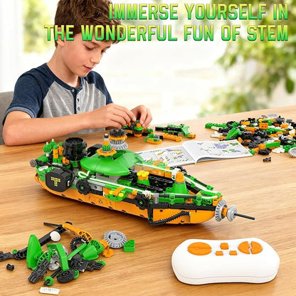STEM Robot Building Kits for Kids 6-14 5in1 Remote &amp APP Controlled STEM Tractor/Frog/Robot Building Toys 732 Pcs Educational Building Block Sets for Kids Erector Sets Gifts for Boys Girls