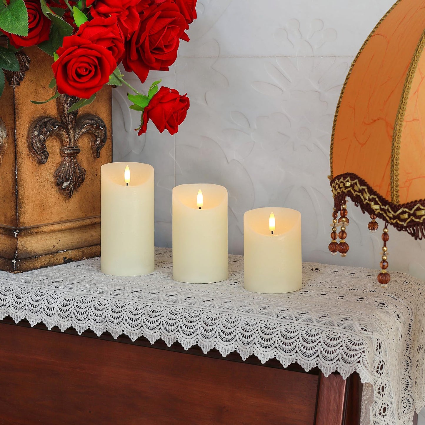 SNUGBLAKI Flameless Candles with Remote, Real Wax Battery Operated Candles with Timer, 3D Wick Ivory Fake LED Candles for Christmas Gifts Home Decor Party Wedding, D3 x H4/5"/6", Set of 3