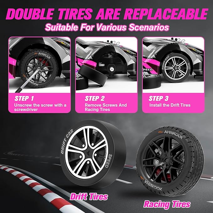 RC Drift Car 1:16 Scale Drifting RC Cars 2.4GHz 4WD RC Race Car 40km/h High-Speed Remote Control Drift Car Vehicle Racing Sport Toy Easter Basket Stuffers Gift for Boys Girls Kids(Purple)