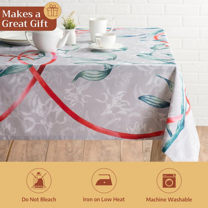 Maison d' Hermine Table Cloth Rectangle Table 100% Cotton 60 x 120 Inches Fall Tablecloth Reusable Everyday Use for Thanksgiving Christmas Decorations Dining Farmhouse Party (Enora)