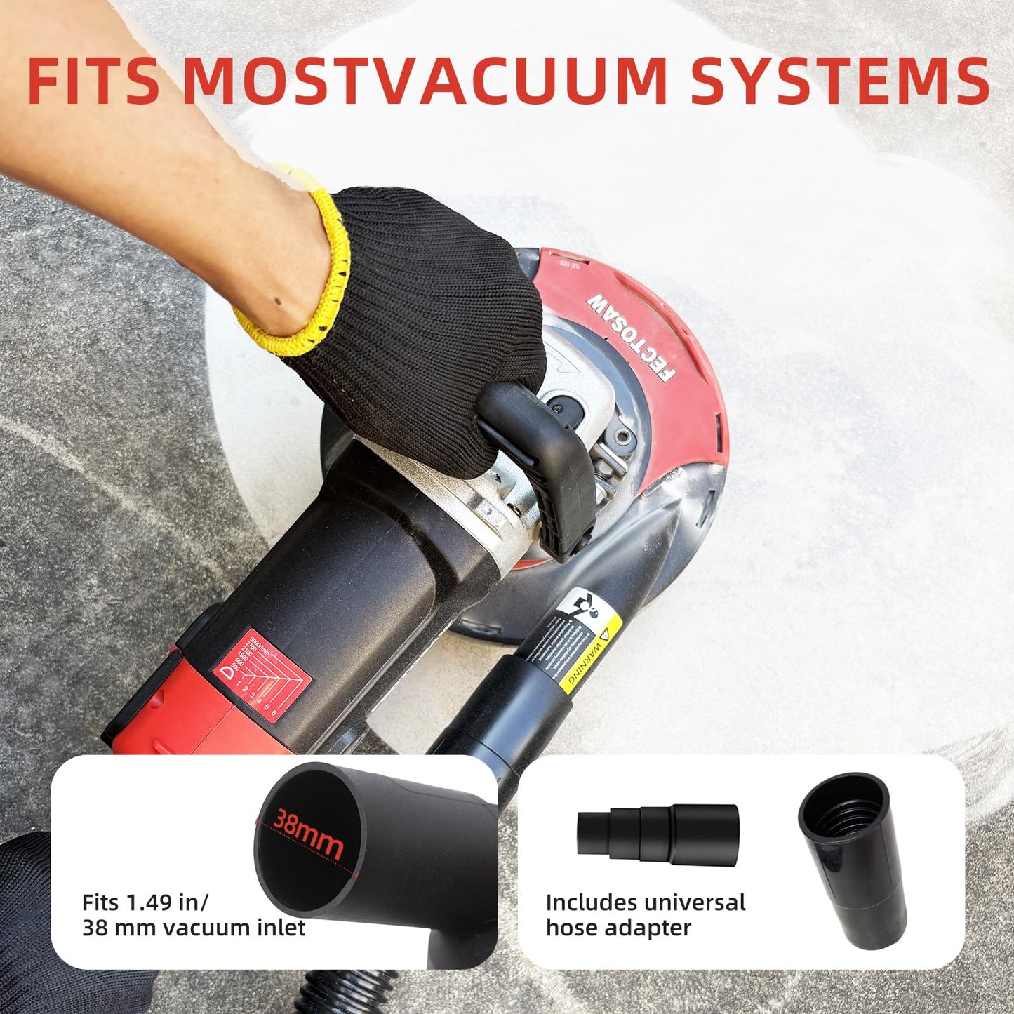 FECTOSAW 7-Inch Concrete Grinder,1580W (2.1 HP) Constant Power Motor, Variable Speed Electric Floor Polisher with Dust Shroud & Diamond Grinding Wheel for Concrete, Wall & Surface Grinding