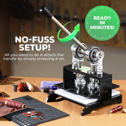 Flyrivergo Leather Cutting Machine, 7.87 x 7.87in Embossing Plate Manual Die Cutter Stamping Machine 1.0 Ton Force, Adjustable Pressure Stroke, Ideal for Multiple Materials and Leathercraft Projects