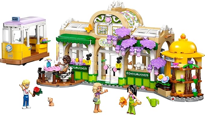 Lego 42671 Friends Flower Shop Cafe Toy Birthday Present Blocks For Girls Boys Children 9 Years Old 10 Years Old 11 Years Old Elementary School Plants Fake Green Bouquet Artificial Flower Decoration