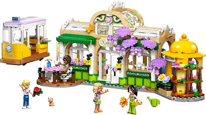 Lego 42671 Friends Flower Shop Cafe Toy Birthday Present Blocks For Girls Boys Children 9 Years Old 10 Years Old 11 Years Old Elementary School Plants Fake Green Bouquet Artificial Flower Decoration