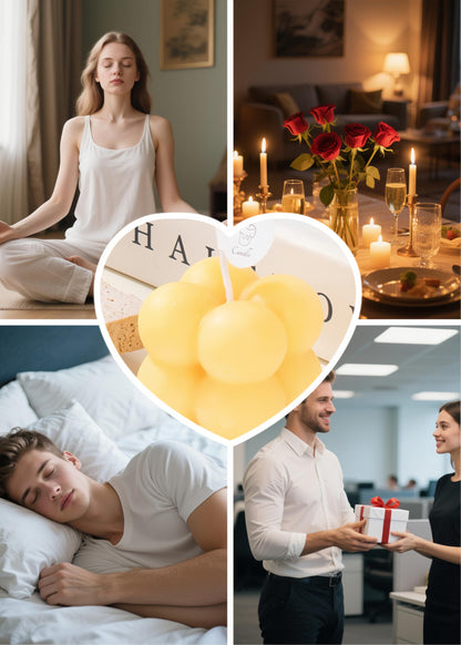 6-in-1 Mini Soy Wax Candles Gift Set – Eco-Friendly Aromatherapy, Lavender/Peach/Sea Salt Scents, Bubble Shaped Decorative Candlestick，Premium Scented Candles for Relaxation/Meditation for Home