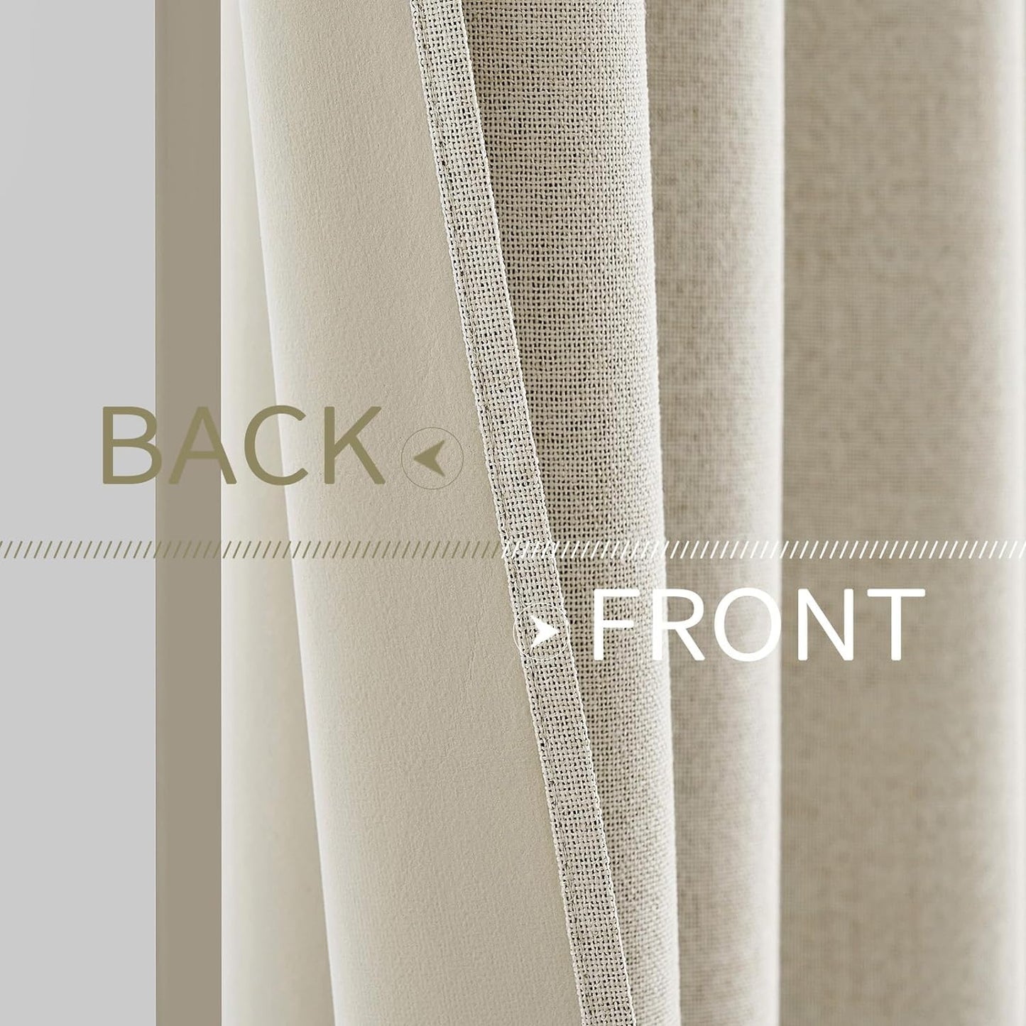 MIULEE 100% Blackout Linen Textured Curtains - Thermal Insulated Room Darkening Drapes | Cream, 52 x 45 Inch (2 Panels)