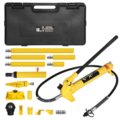 YELLOW JACKET 10 ton Porta Power Kit Hydraulic Ram Jack Pusher Puller Auto Body Frame Repair Tool with Blow Mold Carrying Storage Case for Car Repair,Truck,Farm