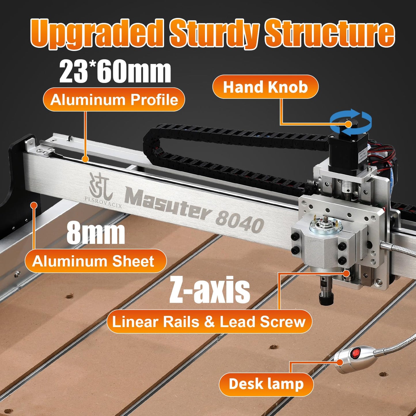 PLSROVACIX CNC Router Machine 800x400mm, 3 Axis Milling and Engraving Kit with 300W Spindle, Closed-Loop Stepper Motors, Ball Screws & Linear Guides, <±0.03mm Accuracy for Wood Acrylic Metal Aluminum.