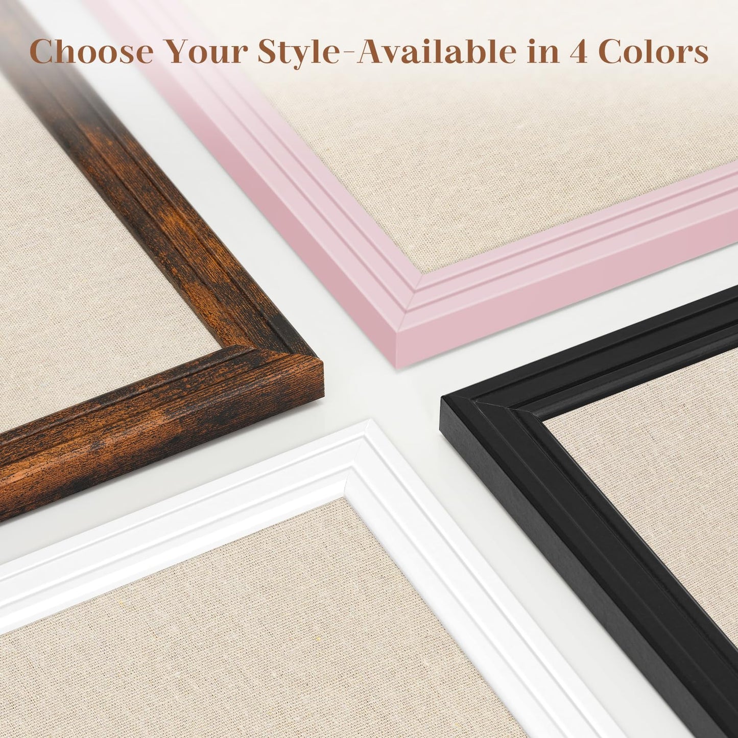 DOLLAR BOSS Linen Bulletin Board 36" x 24", Decorative Cork Boards for Walls with White Wood Frame, Premium Fabric Pin Board for Office, Home & School Room Decor, Brown