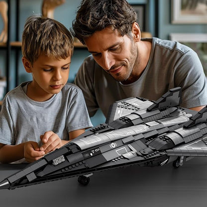 JMBricklayer Military Plane Building Blocks Set 60012 Cool SR-72 Eagle Reconnaissance Aircraft Building Toys Set Collectible and Display Airplane Model Ideal Gift for Adult Military Fans