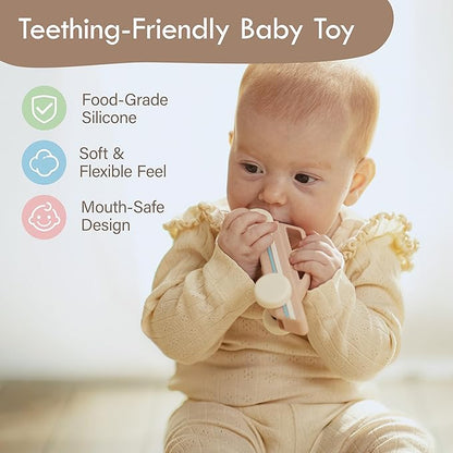 Moonkie Food Grade Silicone Toy Cars for Babies &amp Toddlers Push and Go Baby Car Toys 6–12 Months Hollow Design Infant Toys Baby Teething Toys 4–6 Months Birthday Gifts for Boys &amp Girls 3