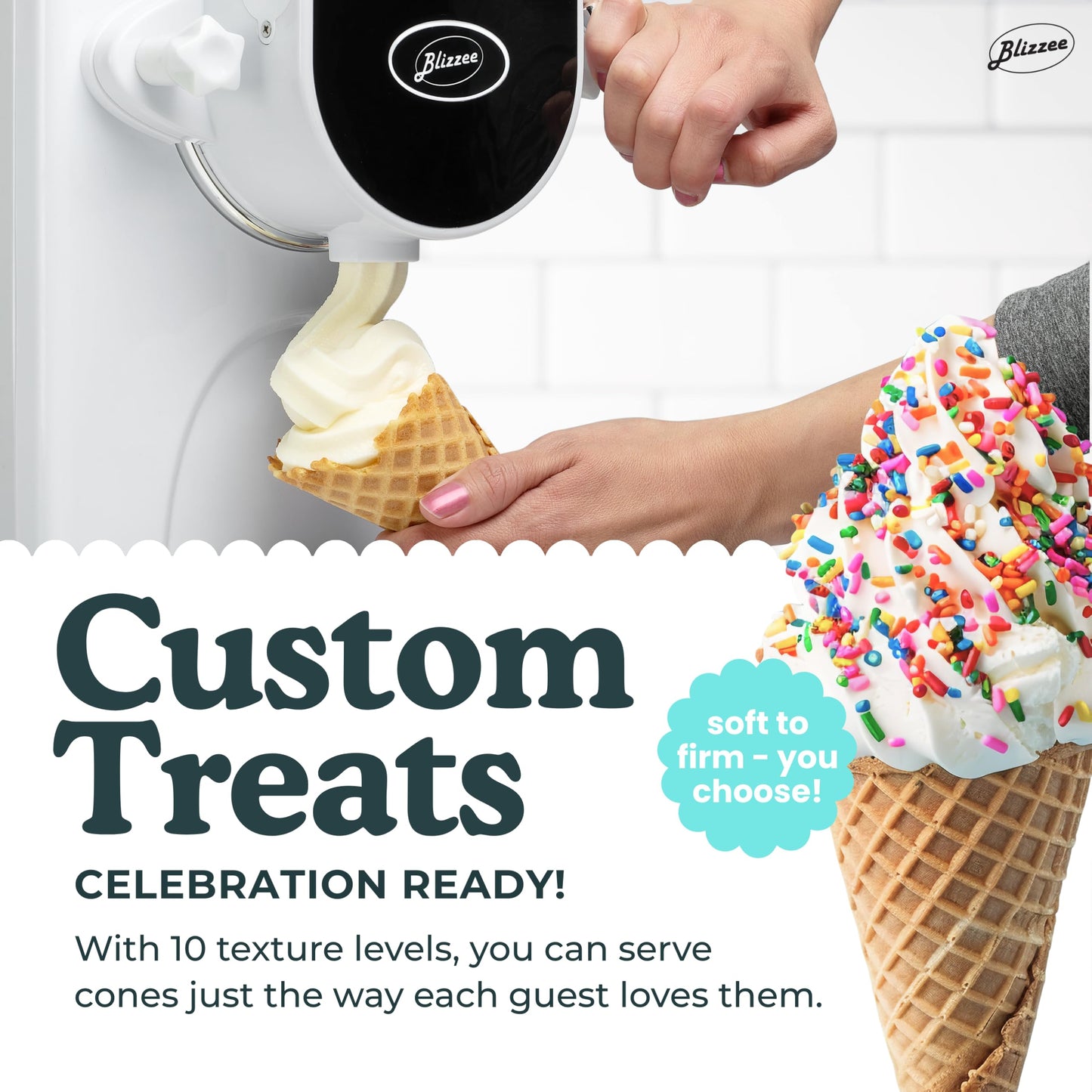 BLIZZEE Soft Serve Ice Cream Machine 1.25Qt | No Pre-Freezing Automatic Ice Cream Maker | Built-In Compressor | LED Digital Display | Perfect for Soft Serve, Frozen Yogurt, Dairy Free and More