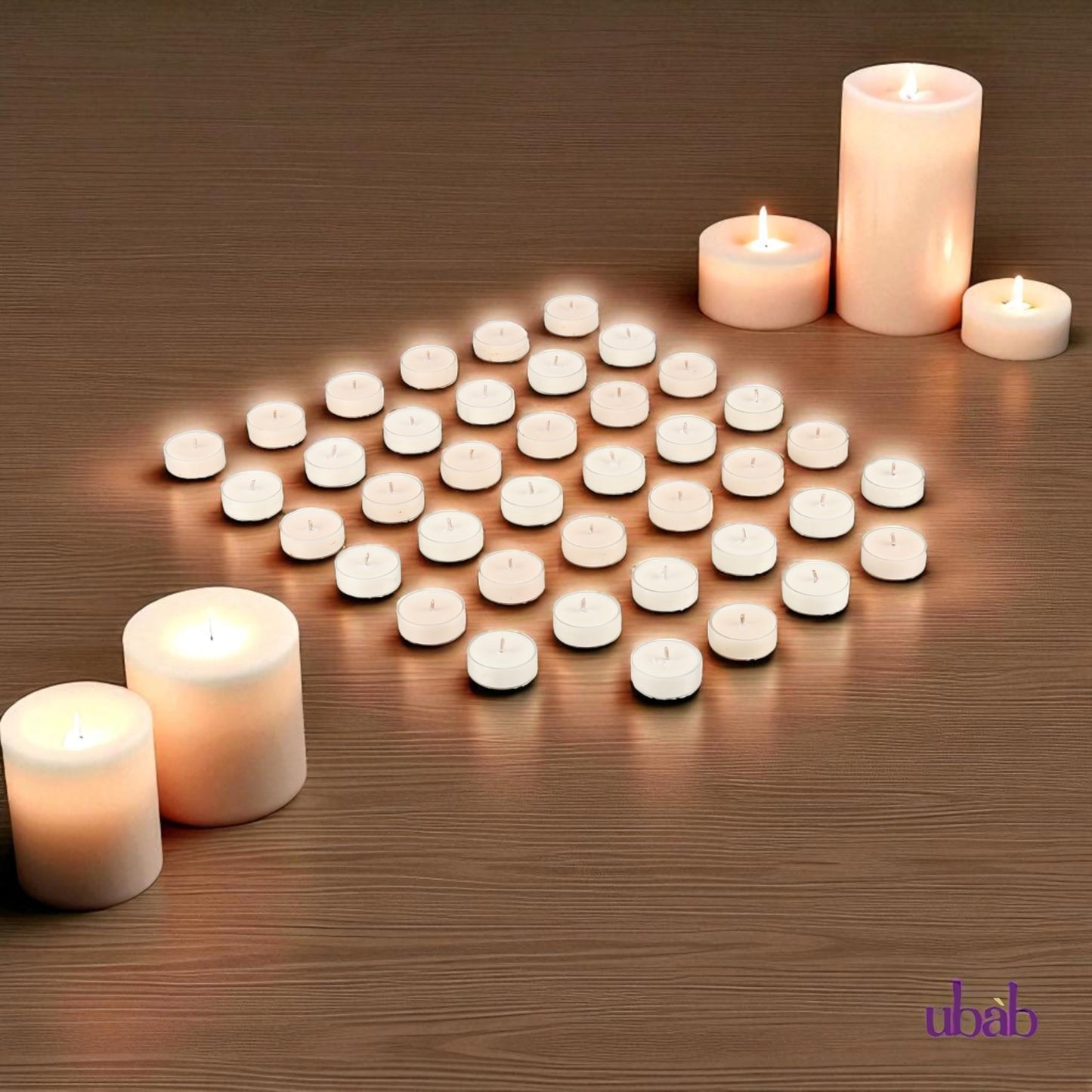 Ubab Handcrafted Scented Tealight Candles|Eco-Friendly Premium Soy Wax|Set of 40 (38 cm X 15 cm) Tealights|Lavender Bliss+Cocoa Mist Combo|12g Each|Upto 4.5 HRS Burn Time Each|Aromatherapy Candles
