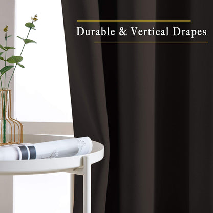 NICETOWN Bedroom Blackout Curtains and Drapes - Energy Smart Thermal Insulated Solid Grommet Blackout Draperies for Living Room (2 Panels, 52 inches x 84 inches, Toffee Brown)