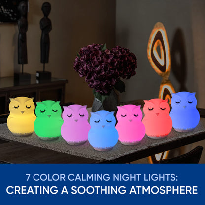 Mindfulness 'Breathing Owl' | 4-7-8 Guided Visual Meditation Breathing Light | 3 in 1 Device with Night Light & Noise Machine for ADHD Anxiety Stress Relief Sleep - Gift for Kids Adult Women Men