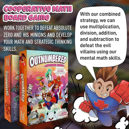 Outnumbered: Improbable Heroes Board Game - A Mensa Award Winning Superhero Math Game | Fun &amp Educational Game for Kids Adults and Families | STEM Toy to Learn Multiplication &amp Division