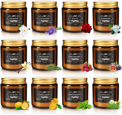 YOROXRG 12 Pcs Scented Candles with Added Natural Essential Oils, 3.05oz, Suitable for Various Festivals, Parties, Yoga, and Home Scene