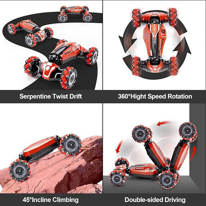 Gesture Sensing RC Stunt car 4WD Drive Watch Remote-Controlled Vehicle Bidirectional Drifting Off-Road Vehicle with Music and Lights Toys for BoysPresents for Kids 4-12 Old