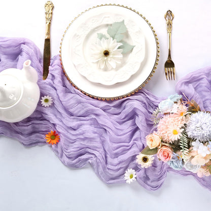 RestfulGlow 6 Pack Lavender Purple Cheesecloth Table Runner 10FT Boho Cheese Cloths Fabric Table Runners 120 Inch Rustic Sheer for Summer Wedding Birthday Party Baby Shower Home Decorations